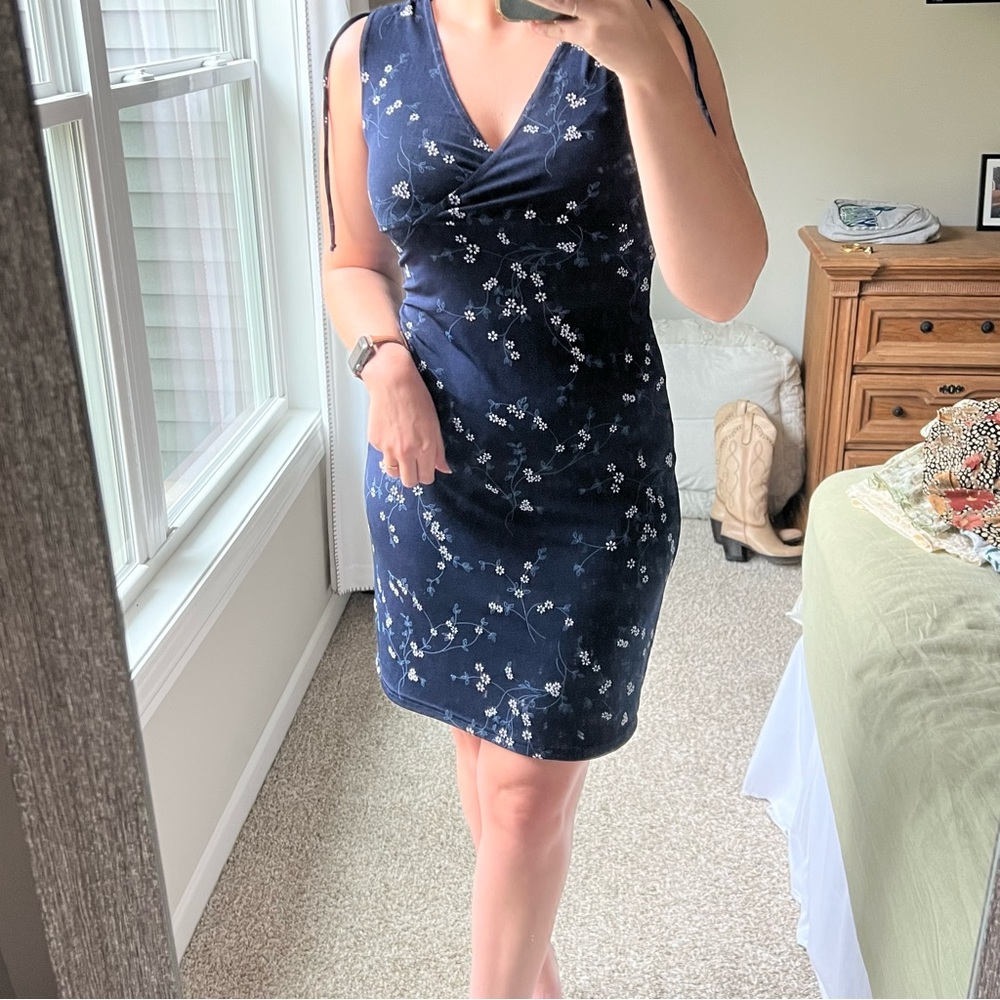 Vintage 90s Blue Floral Dress